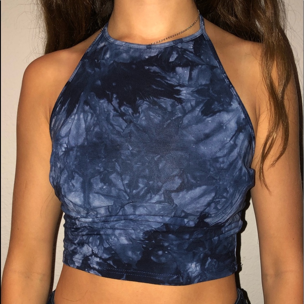 Blue TIE DYE halter top